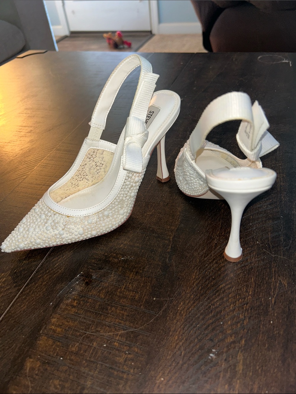 White Beaded Steve Madden Bridal Heels